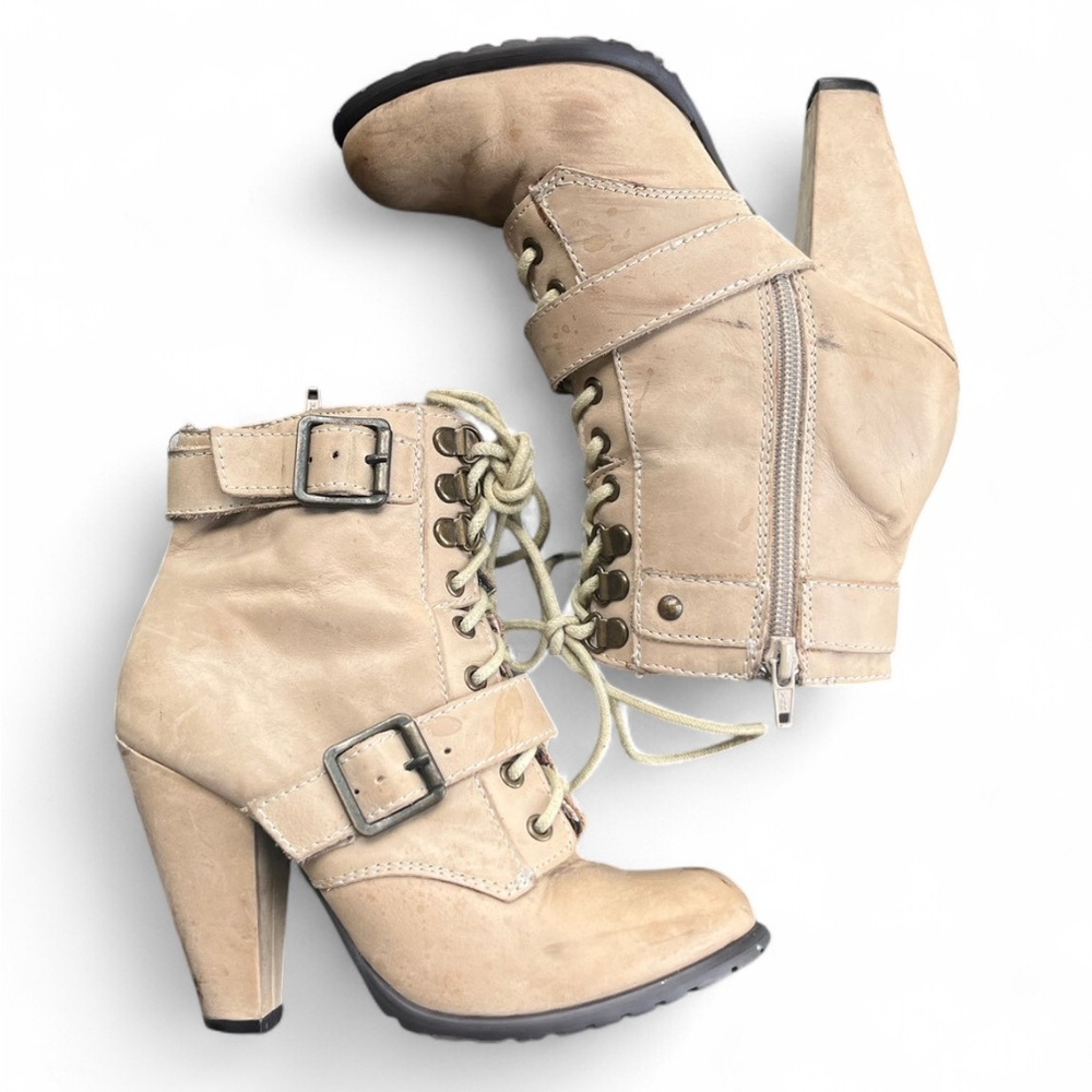 Seychelles Mushroom Leather Lace Up Ankle Boots